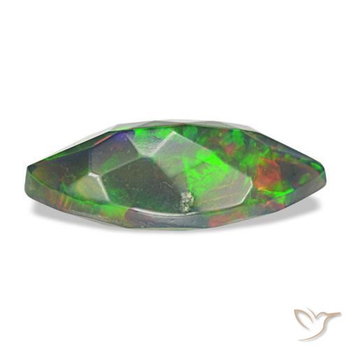 1.00캐럿 천연 멀티컬러 블랙 오팔, 마퀴즈, 12×5.6 mm, 투명한