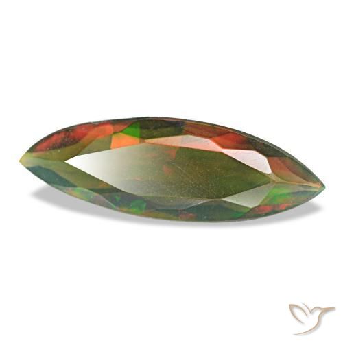 1.16캐럿 천연 멀티컬러 블랙 오팔, 마퀴즈, 15.9×5.3 mm, 투명한