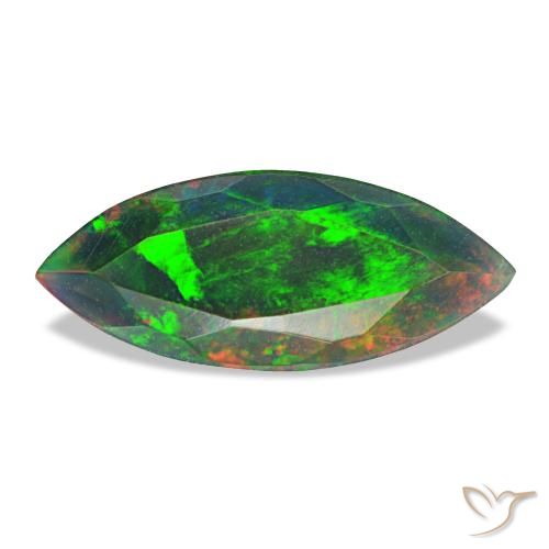 1.50캐럿 천연 멀티컬러 블랙 오팔, 마퀴즈, 13.9×5.8 mm, 불투명체