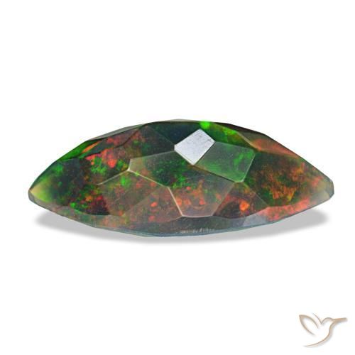 1.50캐럿 천연 멀티컬러 블랙 오팔, 마퀴즈, 13.9×5.8 mm, 불투명체