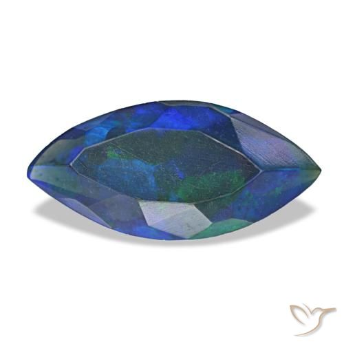 0.96캐럿 천연 멀티컬러 블랙 오팔, 마퀴즈, 12.2×5.8 mm, 불투명체
