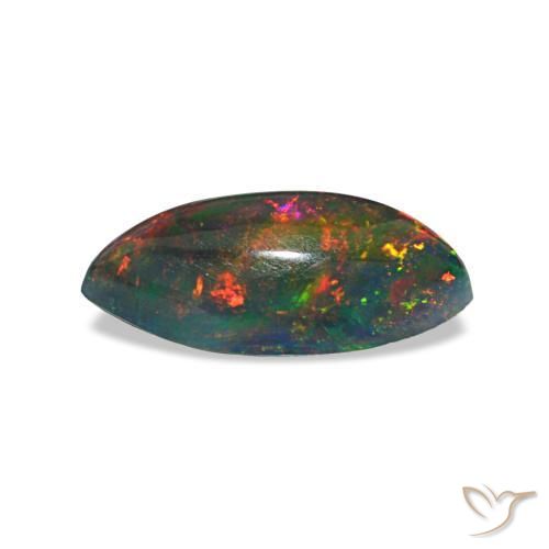 0.78캐럿 천연 멀티컬러 블랙 오팔, 마퀴즈, 10.1×5.1 mm, 투명한