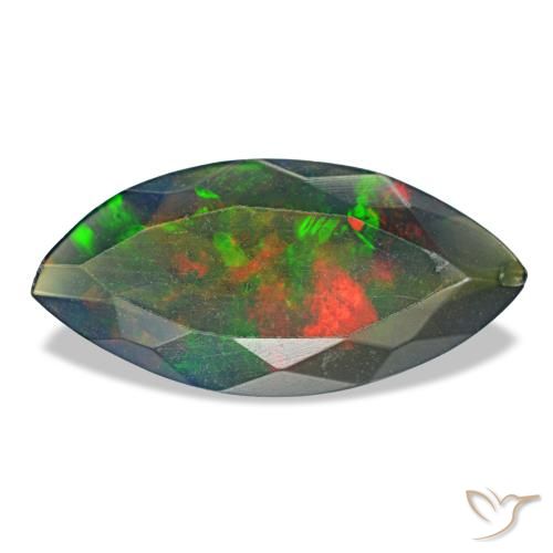 1.29ct 멀티컬러 블랙 오팔, 마퀴즈, 투명한