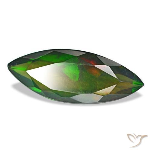 2.60캐럿 천연 멀티컬러 블랙 오팔, 마퀴즈, 18.8×7.2 mm, 투명한