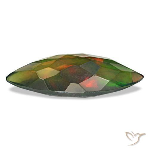 2.60캐럿 천연 멀티컬러 블랙 오팔, 마퀴즈, 18.8×7.2 mm, 투명한