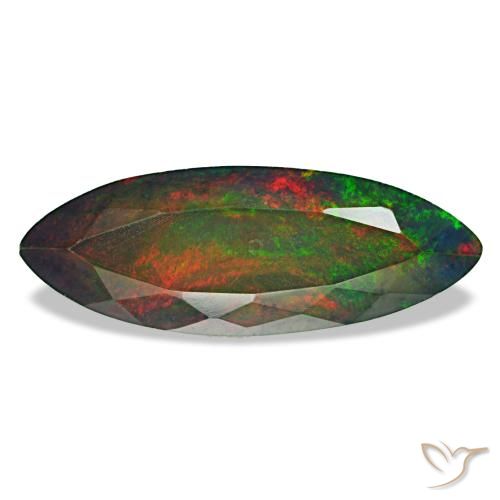 3.69캐럿 천연 멀티컬러 블랙 오팔, 마퀴즈, 23.2×8.5 mm, 불투명체