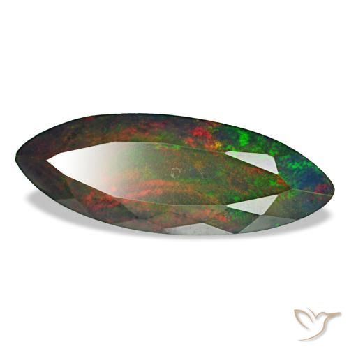 3.69캐럿 천연 멀티컬러 블랙 오팔, 마퀴즈, 23.2×8.5 mm, 불투명체