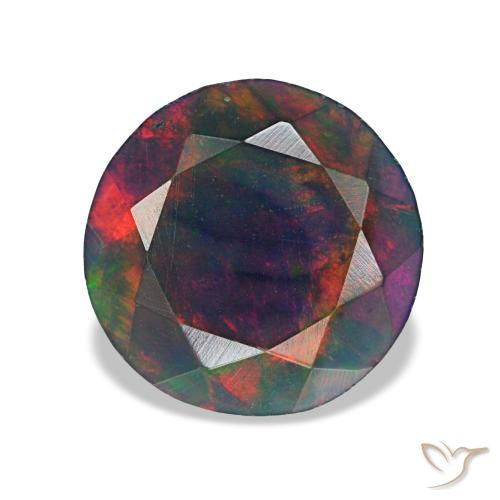 1.18ct 멀티컬러 블랙 오팔, 라운드, 불투명체