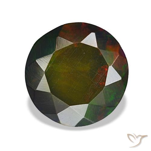 1.69ct 멀티컬러 블랙 오팔, 라운드, 불투명체