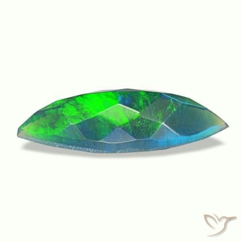 1.12캐럿 천연 멀티컬러 블랙 오팔, 마퀴즈, 14.2×5.1 mm, 투명한
