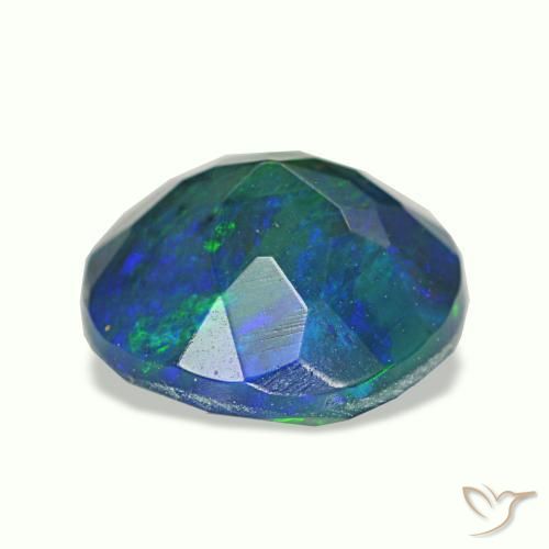 1.62캐럿 천연 멀티컬러 블랙 오팔, 라운드 컷, 8.80 mm, 투명한