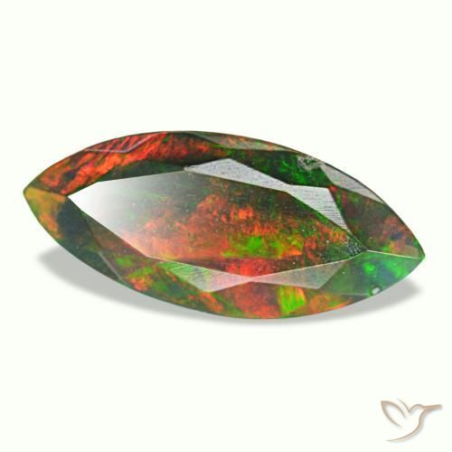 1.49캐럿 천연 멀티컬러 블랙 오팔, 마퀴즈, 14.4×6.4 mm, 불투명체
