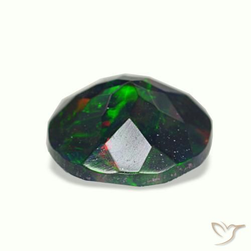 0.75캐럿 천연 멀티컬러 블랙 오팔, 라운드 컷, 7.30 mm, 불투명체