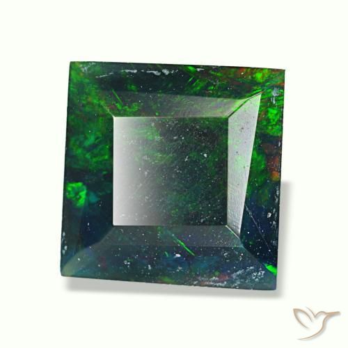 1.57캐럿 천연 멀티컬러 블랙 오팔, 스퀘어, 8.3×8.1 mm, 불투명체