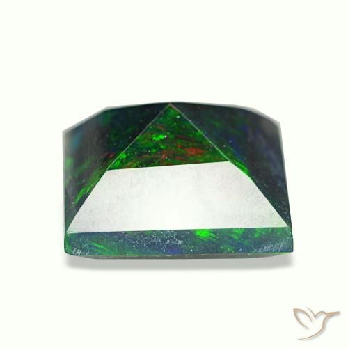 1.57캐럿 천연 멀티컬러 블랙 오팔, 스퀘어, 8.3×8.1 mm, 불투명체
