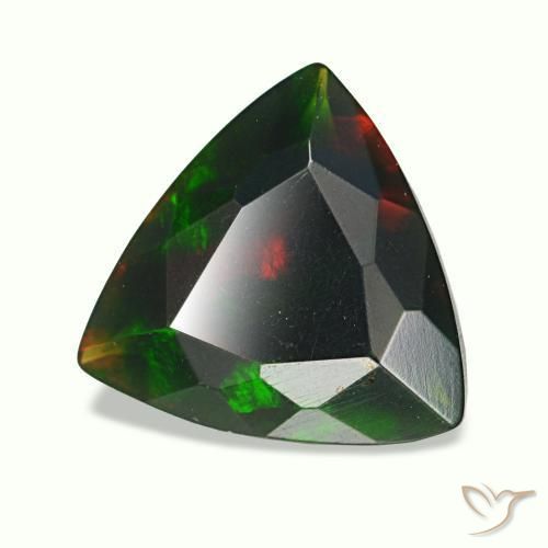 1.19캐럿 천연 멀티컬러 블랙 오팔, 트릴리언, 9.4×9 mm, 불투명체