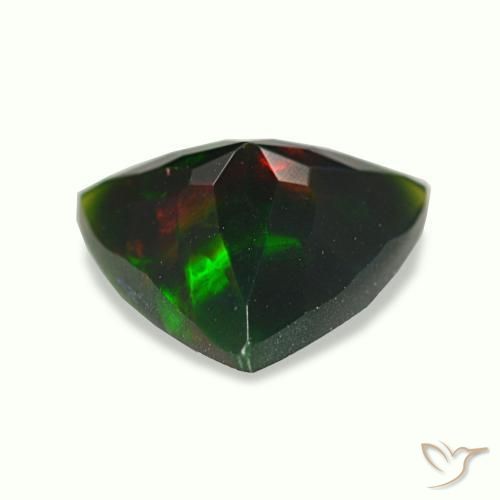 1.19캐럿 천연 멀티컬러 블랙 오팔, 트릴리언, 9.4×9 mm, 불투명체
