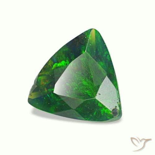 0.42캐럿 천연 멀티컬러 블랙 오팔, 트릴리언, 6.7×6.1 mm, 불투명체