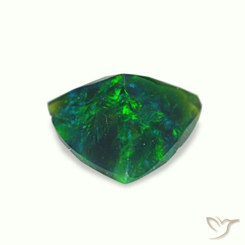 0.42캐럿 천연 멀티컬러 블랙 오팔, 트릴리언, 6.7×6.1 mm, 불투명체
