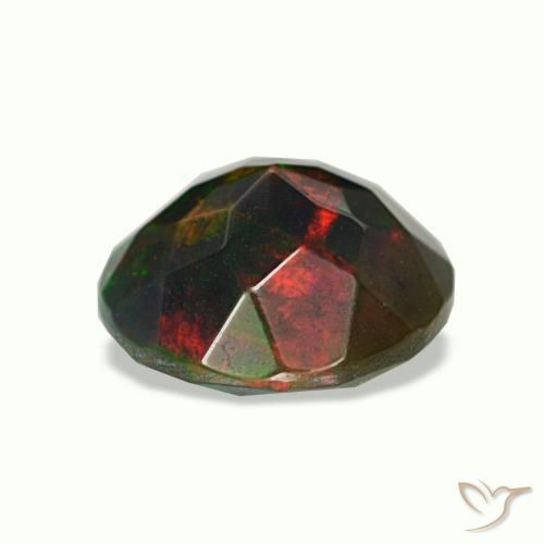 0.95캐럿 천연 멀티컬러 블랙 오팔, 라운드 컷, 7.64 mm, 불투명체