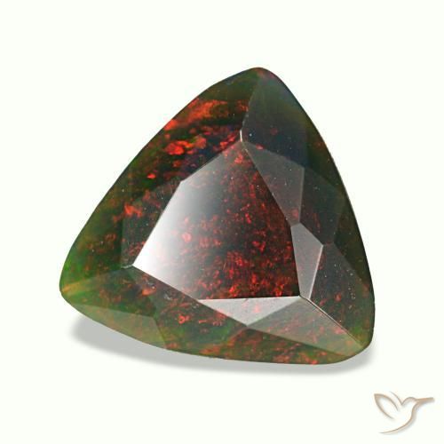 1.27캐럿 천연 멀티컬러 블랙 오팔, 트릴리언, 9.7×9 mm, 불투명체