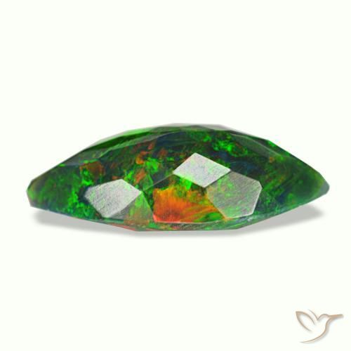 1.98캐럿 천연 멀티컬러 블랙 오팔, 마퀴즈, 15×7.3 mm, 불투명체