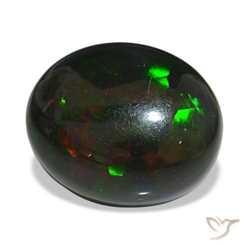 14.55캐럿 천연 멀티컬러 블랙 오팔, 타원형 컷, 19.2×16.1 mm, 불투명체