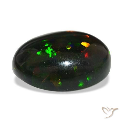 14.55캐럿 천연 멀티컬러 블랙 오팔, 타원형 컷, 19.2×16.1 mm, 불투명체