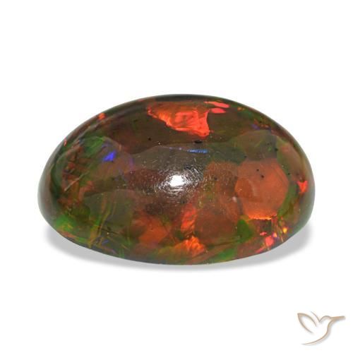 10.13캐럿 천연 멀티컬러 블랙 오팔, 타원형 컷, 18.6×15.3 mm, 불투명체