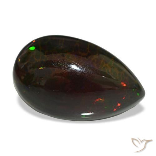 13.64캐럿 천연 멀티컬러 블랙 오팔, 배 모양, 23.8×15.1 mm, 불투명체