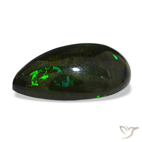 13.64캐럿 천연 멀티컬러 블랙 오팔, 배 모양, 23.8×15.1 mm, 불투명체