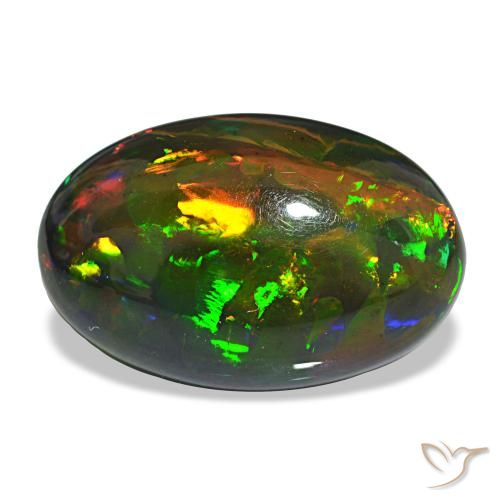 12.21ct 멀티컬러 블랙 오팔, 오벌, 불투명체