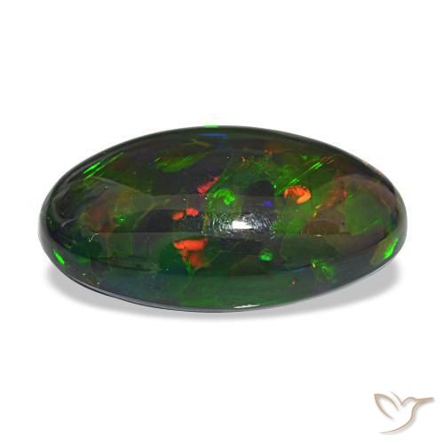 12.21캐럿 천연 멀티컬러 블랙 오팔, 타원형 컷, 21.9×14.4 mm, 불투명체