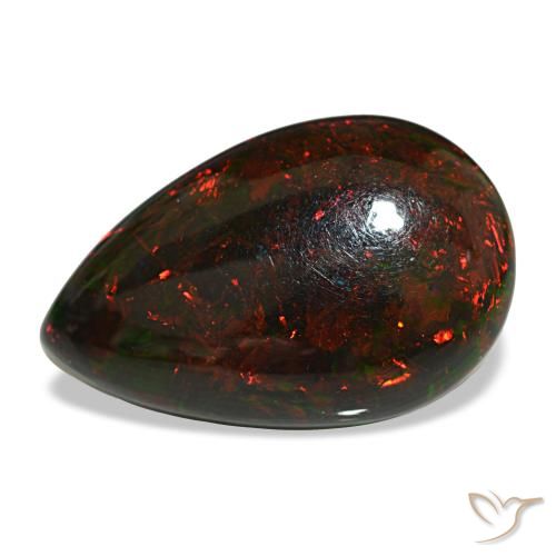 9.50ct 멀티컬러 블랙 오팔, 배 모양, 불투명체