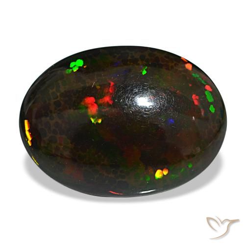 14.90캐럿 천연 멀티컬러 블랙 오팔, 타원형 컷, 20.4×15 mm, 불투명체