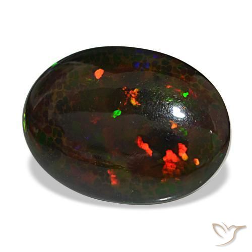 14.90캐럿 천연 멀티컬러 블랙 오팔, 타원형 컷, 20.4×15 mm, 불투명체