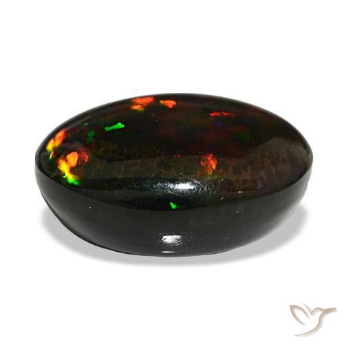 14.90캐럿 천연 멀티컬러 블랙 오팔, 타원형 컷, 20.4×15 mm, 불투명체