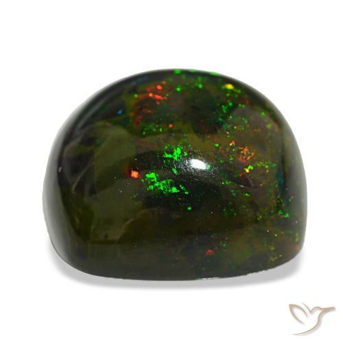 20.02캐럿 천연 멀티컬러 블랙 오팔, 쿠션 컷, 17.9×17.8 mm, 불투명체