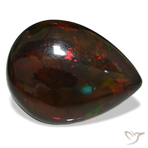 19.33캐럿 천연 멀티컬러 블랙 오팔, 배 모양, 28.3×21.6 mm, 불투명체