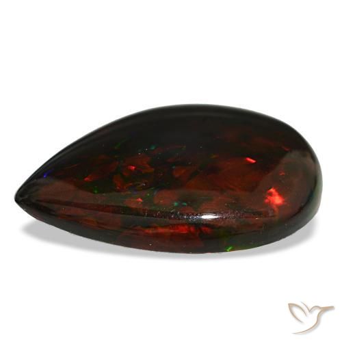 19.33캐럿 천연 멀티컬러 블랙 오팔, 배 모양, 28.3×21.6 mm, 불투명체