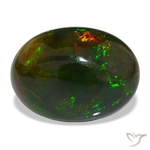 13.97캐럿 천연 멀티컬러 블랙 오팔, 타원형 컷, 20.8×15.4 mm, 불투명체