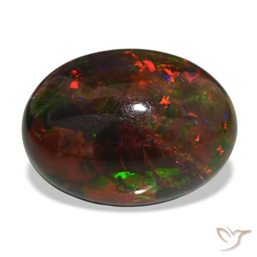 10.81캐럿 천연 멀티컬러 블랙 오팔, 타원형 컷, 19.8×14.6 mm, 불투명체