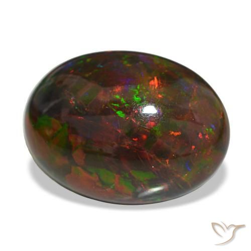 10.81캐럿 천연 멀티컬러 블랙 오팔, 타원형 컷, 19.8×14.6 mm, 불투명체