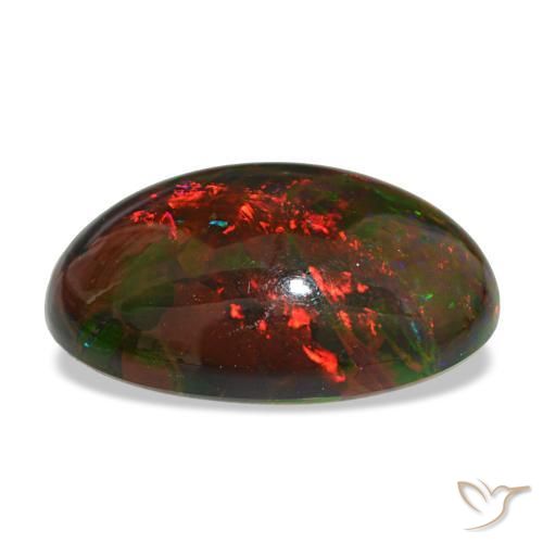 10.81캐럿 천연 멀티컬러 블랙 오팔, 타원형 컷, 19.8×14.6 mm, 불투명체