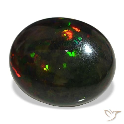 10.08캐럿 천연 멀티컬러 블랙 오팔, 타원형 컷, 19.4×15.7 mm, 불투명체
