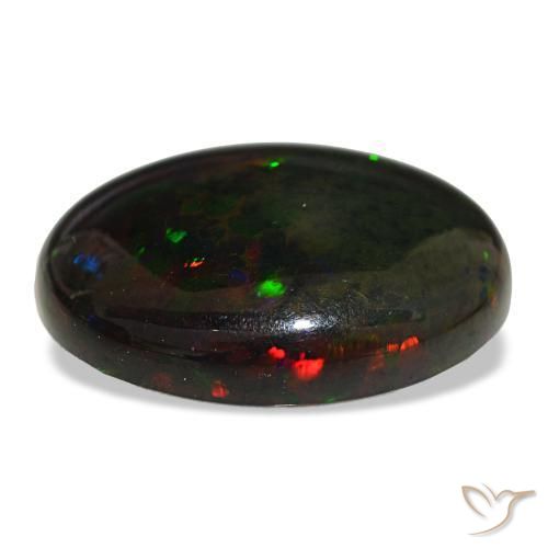 10.08캐럿 천연 멀티컬러 블랙 오팔, 타원형 컷, 19.4×15.7 mm, 불투명체