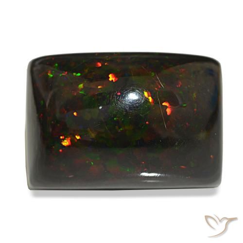 29.90캐럿 천연 멀티컬러 블랙 오팔, 바게트, 22.2×15.6 mm, 불투명체