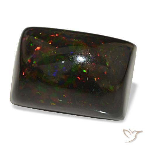 29.90캐럿 천연 멀티컬러 블랙 오팔, 바게트, 22.2×15.6 mm, 불투명체