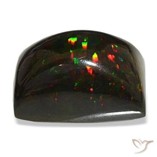 29.90캐럿 천연 멀티컬러 블랙 오팔, 바게트, 22.2×15.6 mm, 불투명체