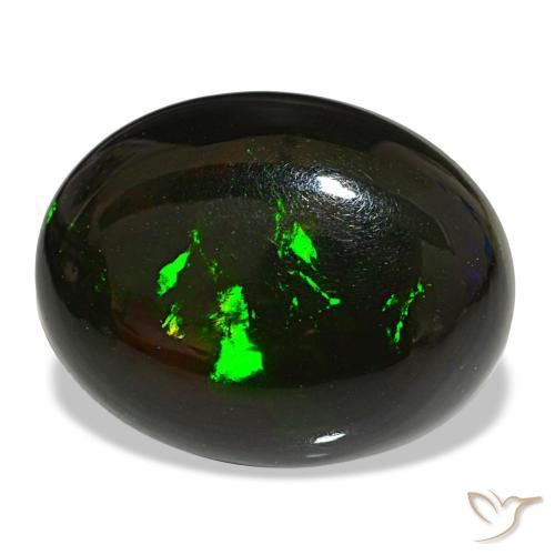 16.22캐럿 천연 멀티컬러 블랙 오팔, 타원형 컷, 21.4×16.8 mm, 불투명체